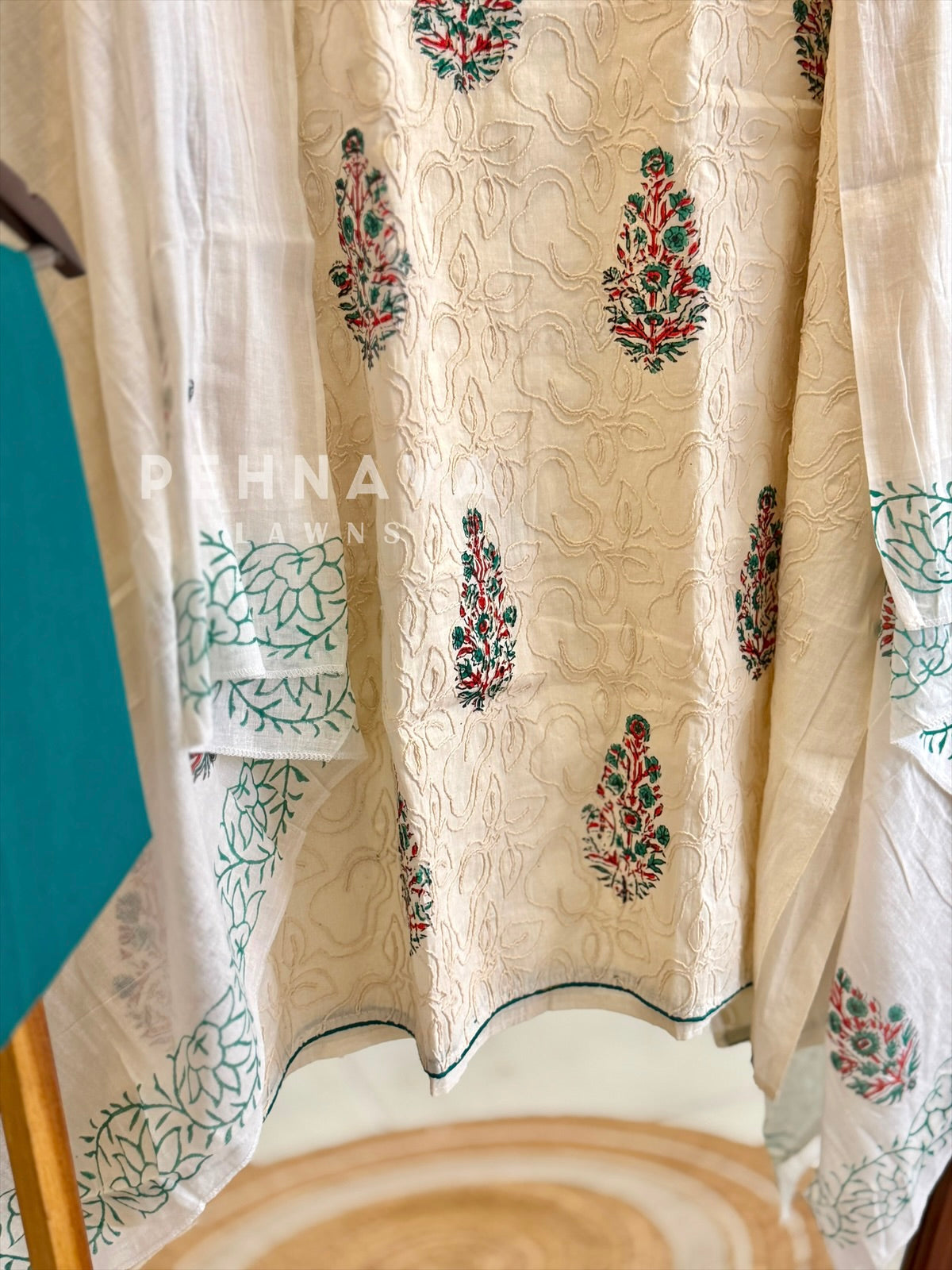 Thread Embroidered Unstitched Suit