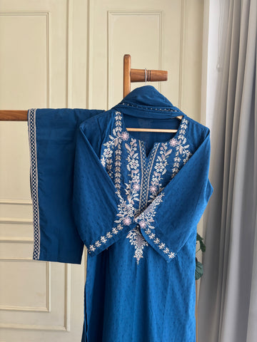 Elegant Cotton Embroidered suit-0302
