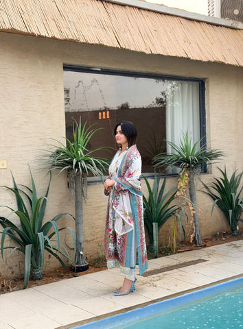 Embroidered Flower Charm Pak-Suit 1359