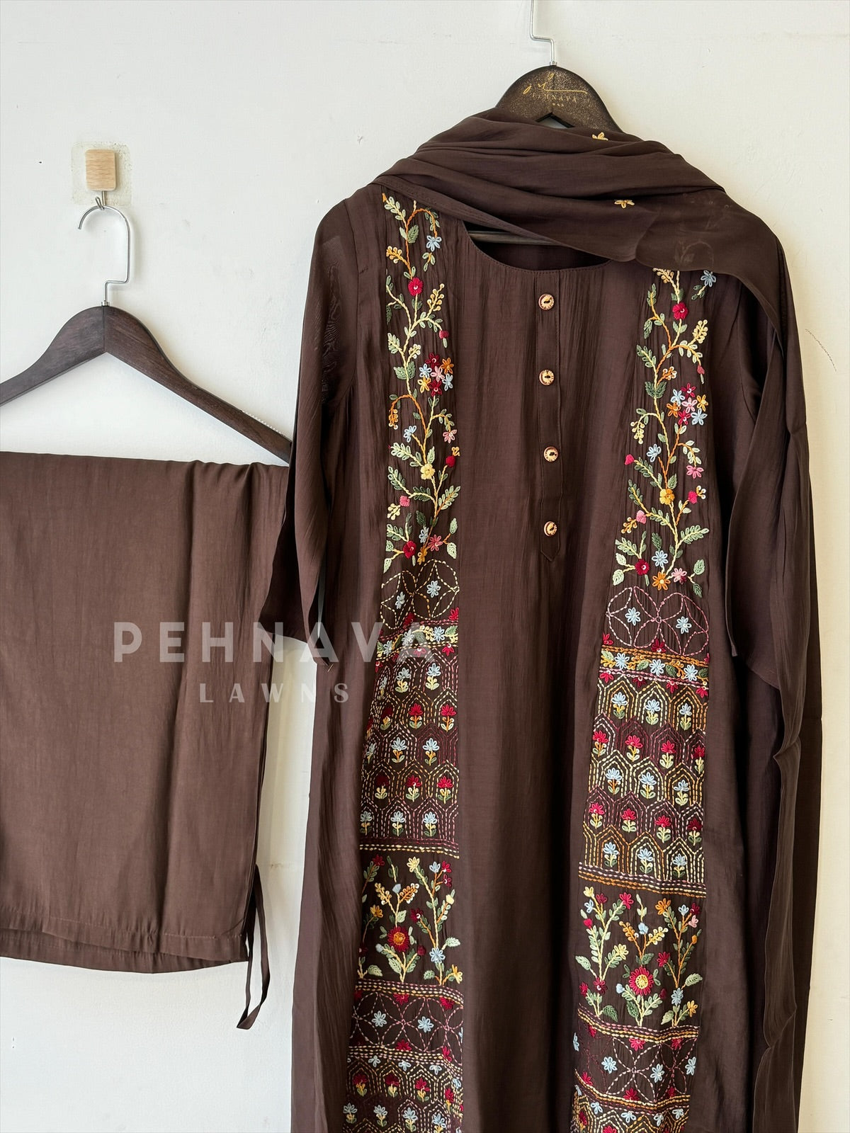 Chanderi Embroidered Suit Set