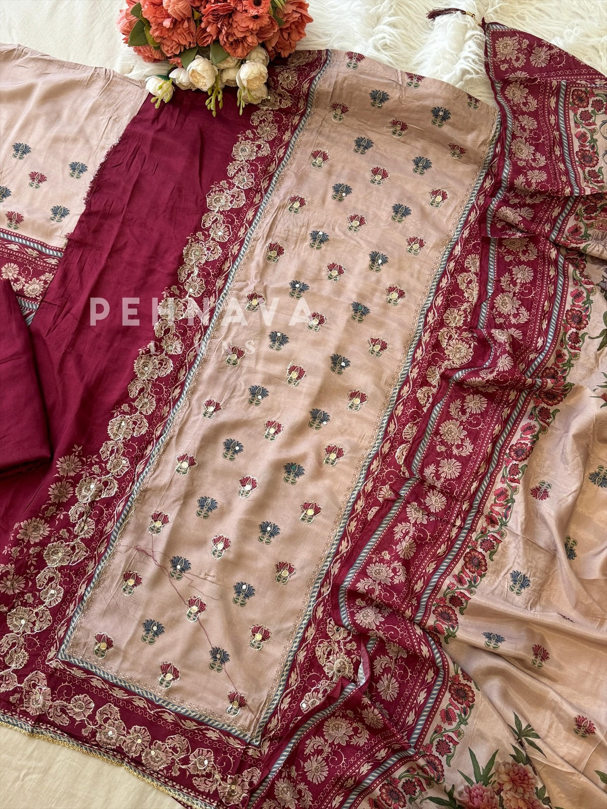 Muslin Unstitched Suit-352B - Pehnava Lawns