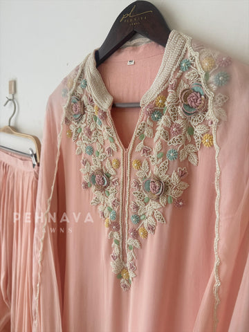 Premium Floral Beadwork Suit Set