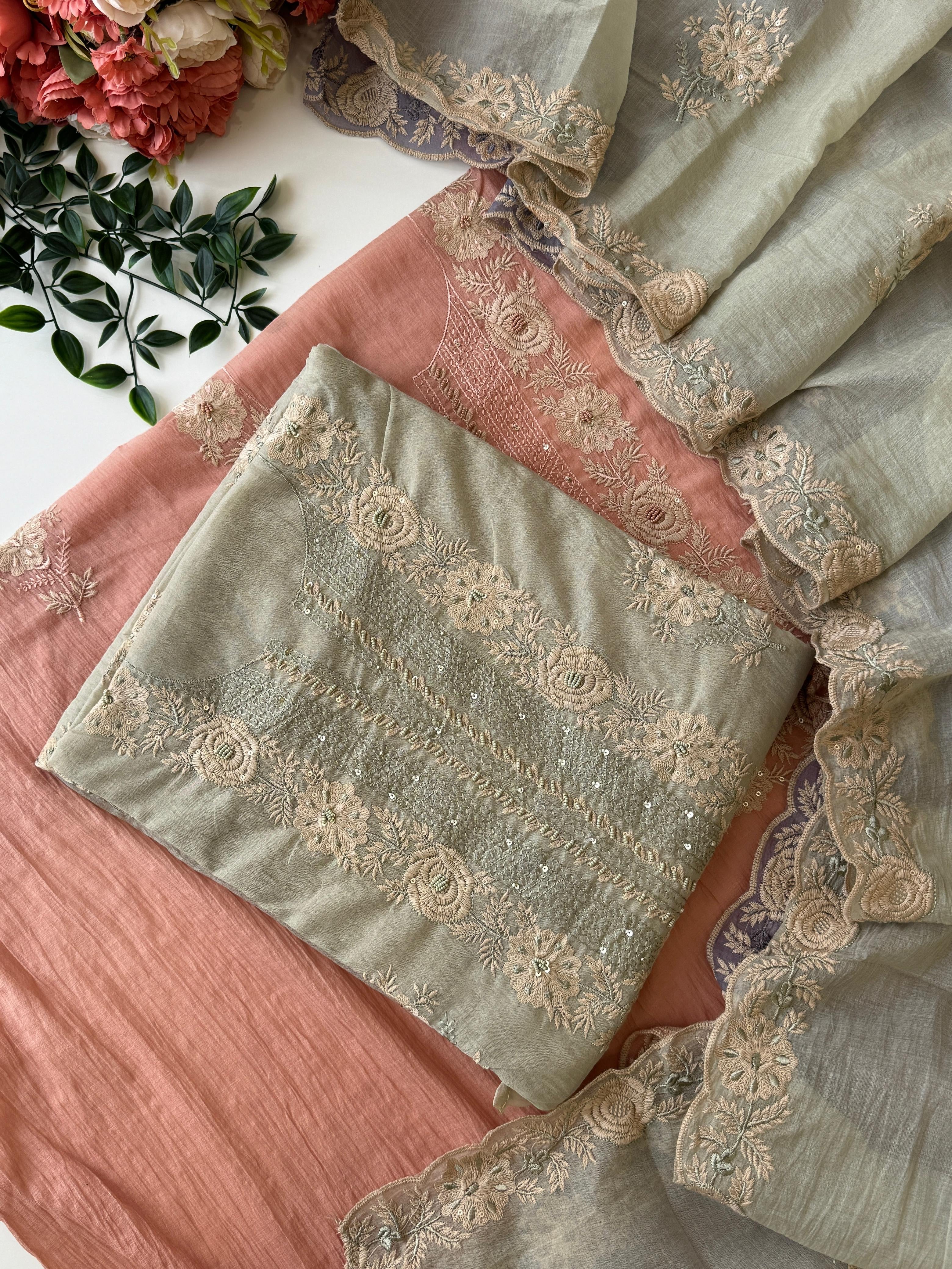Chanderi Unstitched Suit-Janie