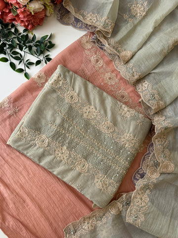 Chanderi Unstitched Suit-Janie