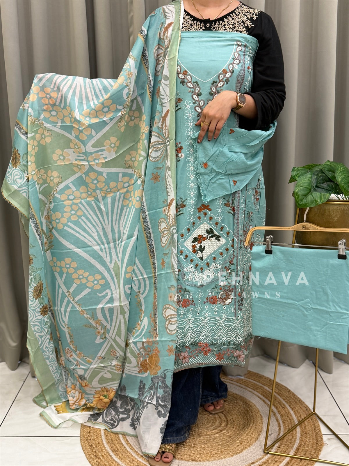 Embroidered Semi Stitched Suit-3909