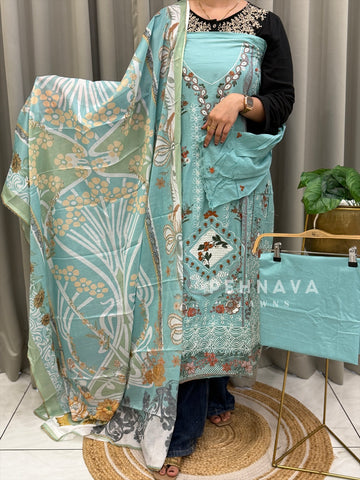 Embroidered Semi Stitched Suit-3909