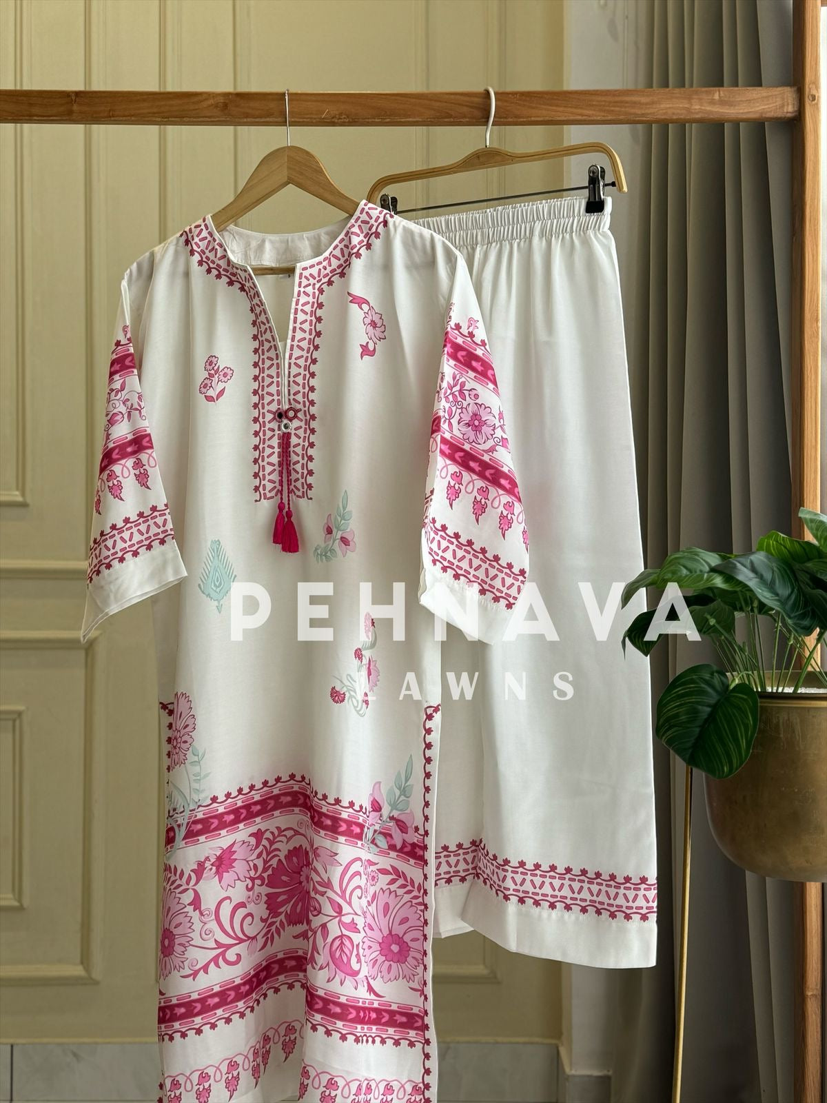 Premium Cotton Satin Blend Tunic Set-j6103