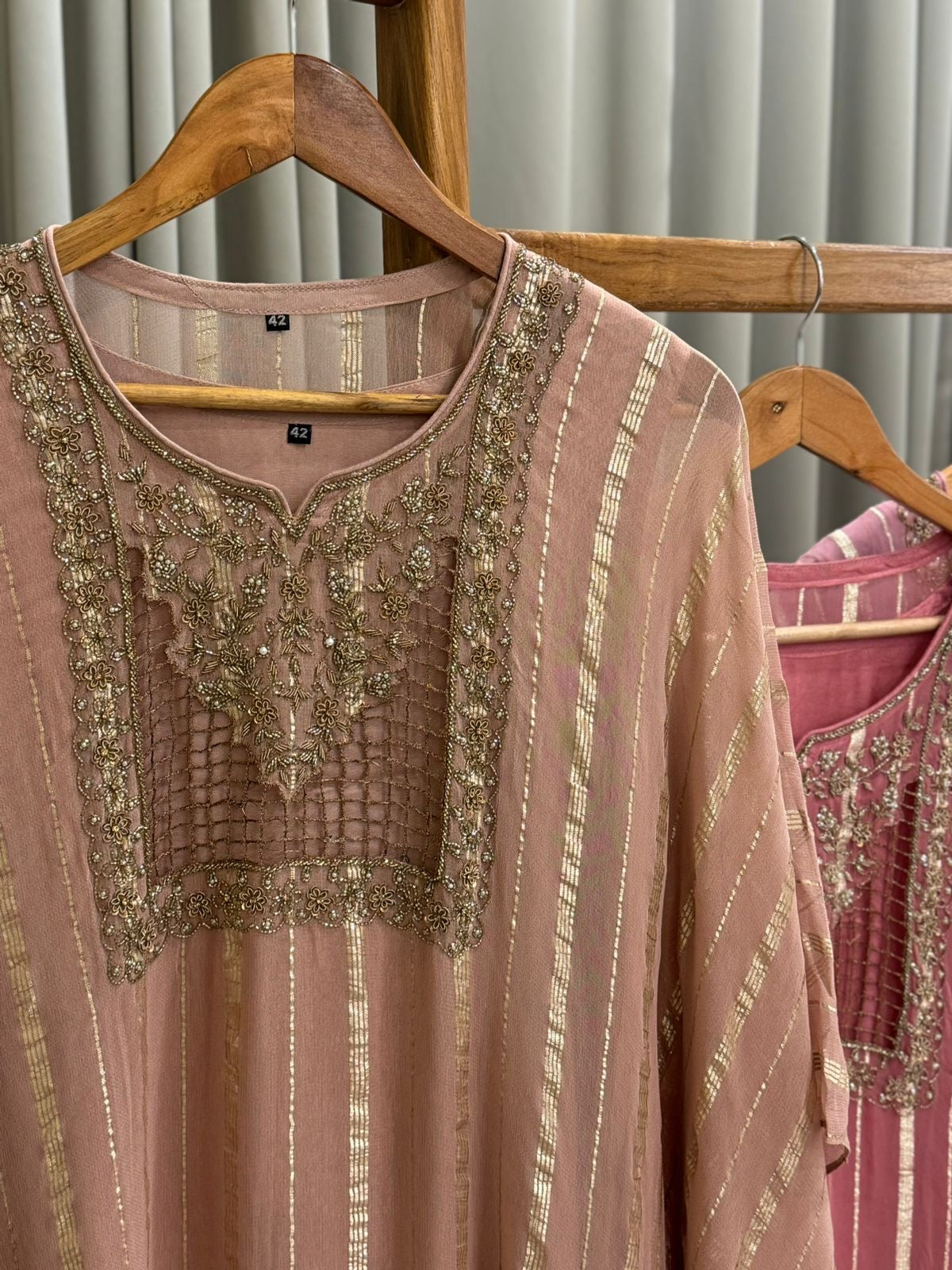 Organza Handworked kafthan with Zari-line