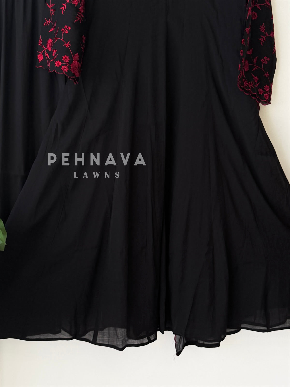 Floral Embroidered Three Piece Ensemble-1568