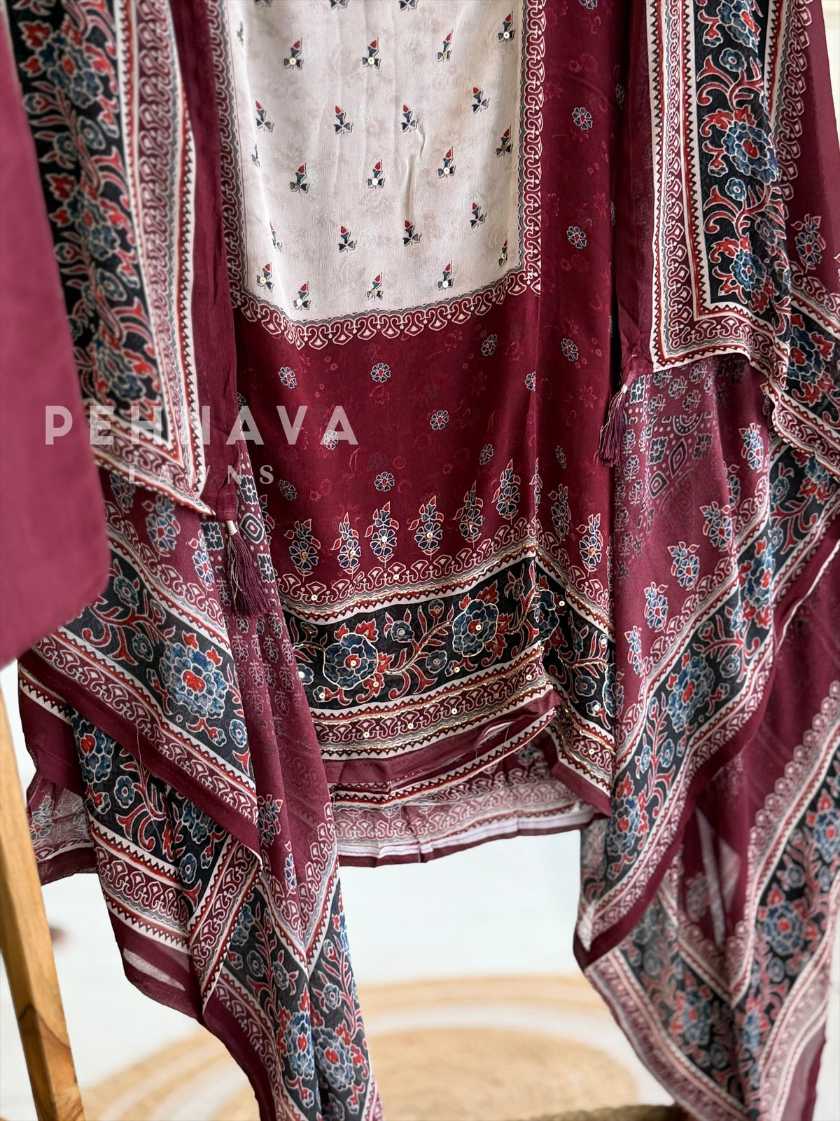Ajrakh Panel Printed Suit Set