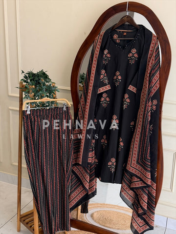 Floral Block Print Suit Set-18193