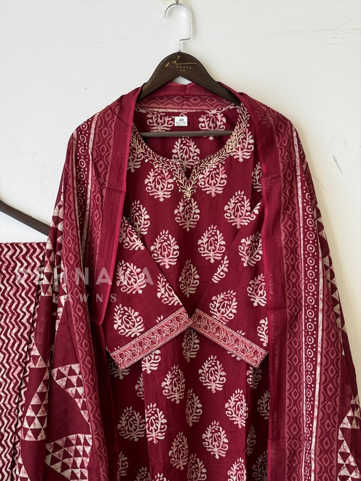 Intricate Block-Printed Cotton Suit Set