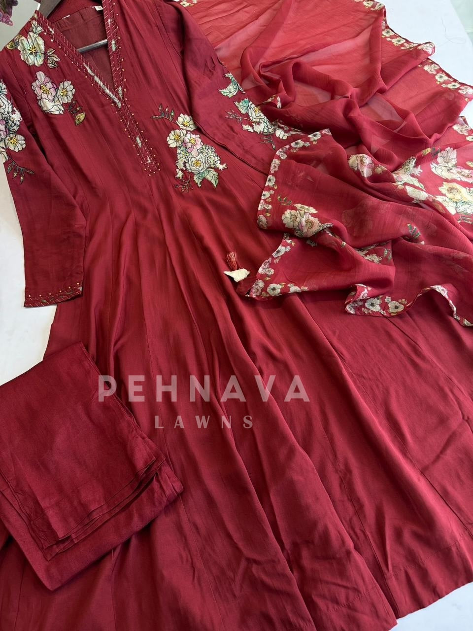 Panel Cut Muslin Anarkali Suit