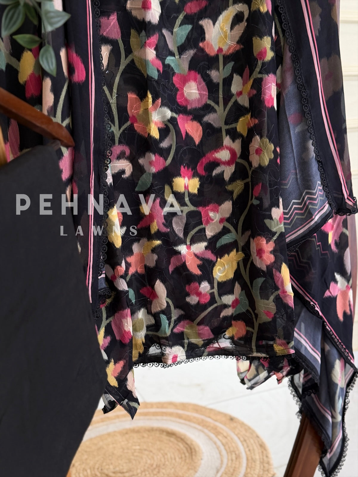 Floral Embroidered Unstitched Suit 3490