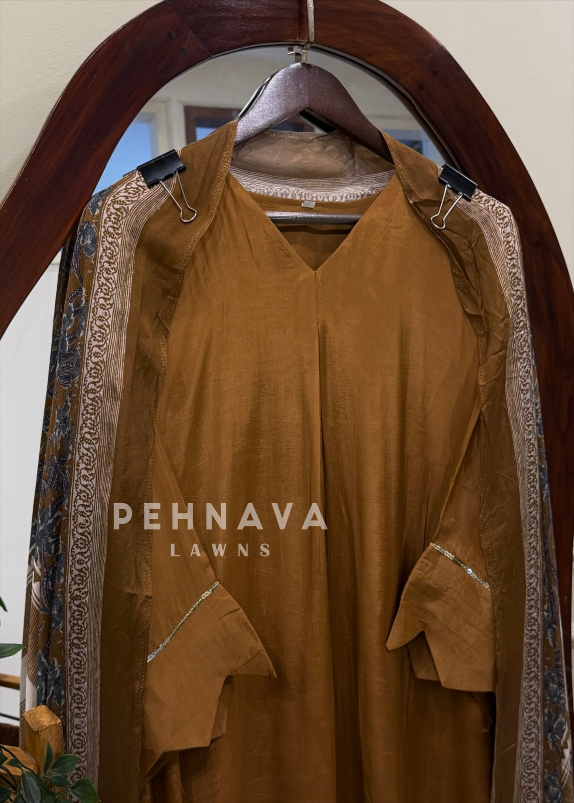 Ajrak Printed Dupatta Kaftan Suit Set-B290