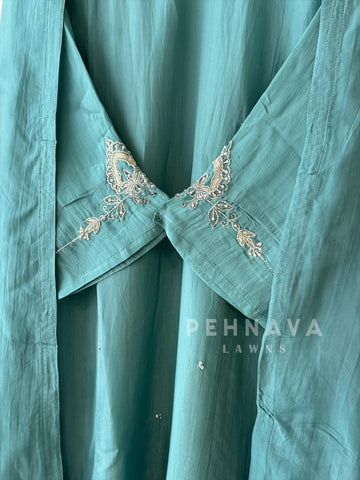 A-Line Embroidered Handwork Suit - Pehnava Lawns