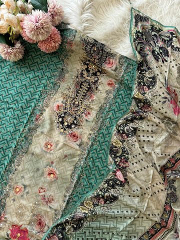 Premium Muslin Suit with Bloomy Prints-240