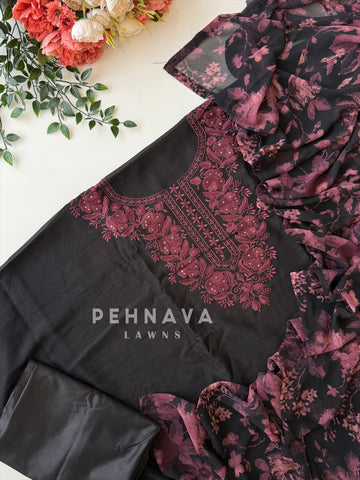 Floral Embroidered Unstitched Suit