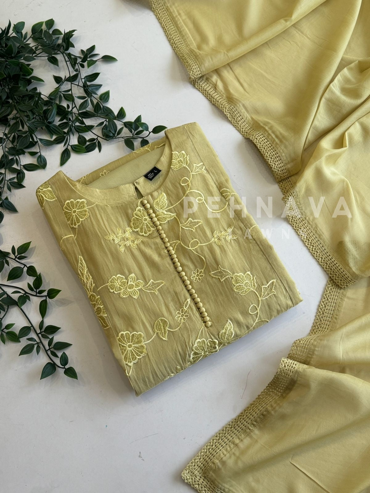 Yellow Chanderi Embroidery Suit 12679