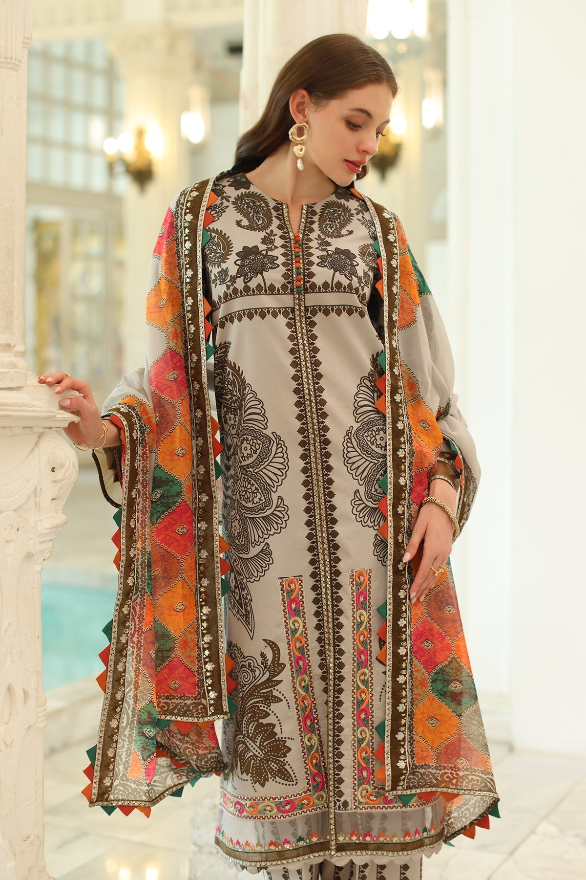 3-PC UNSTITCHED EMBROIDERED LAWN COLLECTION AN5-08
