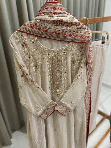 Premium Handwork Anarkali Suit with Floral Print Dupatta
