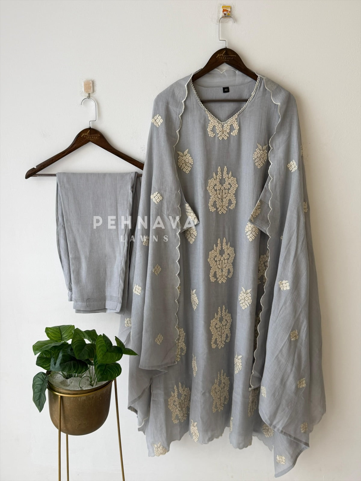 Scallop Embroidered Suit-4169 - Pehnava Lawns