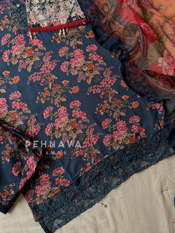Floral Navy Ensemble Suit-1165B