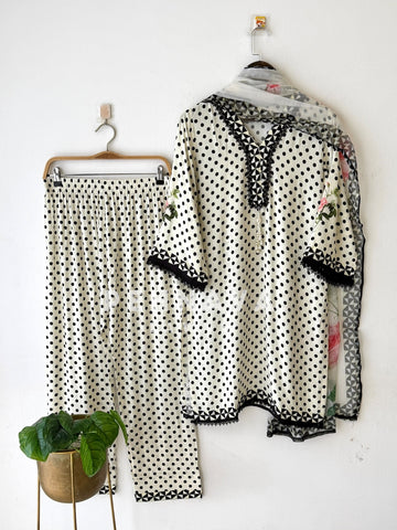 Polka Dot Printed Farshi Shalwar Set-384