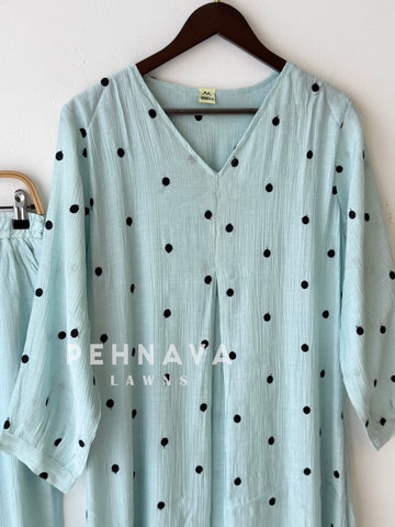 Polka Dot Embroidered Imported Suit-220