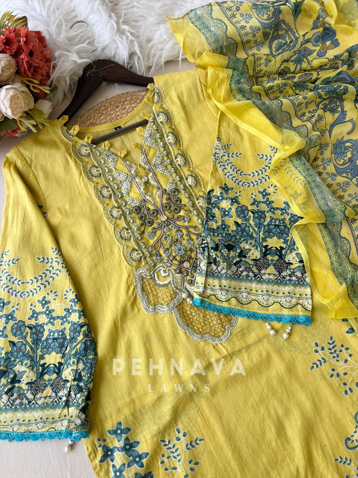 Yellow Cotton Casual Suit 1246