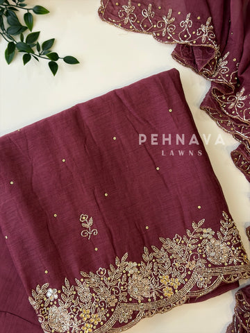 Chanderi Handworked Unstitched Suit-18566
