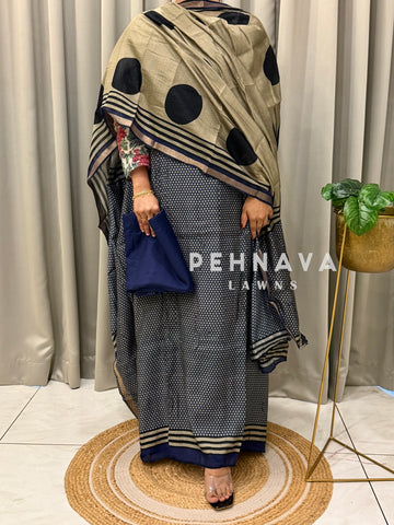 Maheshwari Unstitched Suit With Polka Dot Dupatta-4559