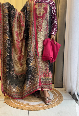 Muslin Suit with hand detailings-KT236