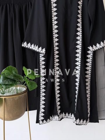 Elegant Black Embroidered Suit- J7110