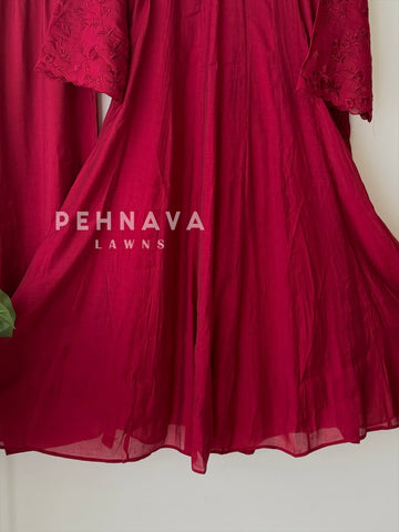 Floral Embroidered Three Piece Ensemble-1568
