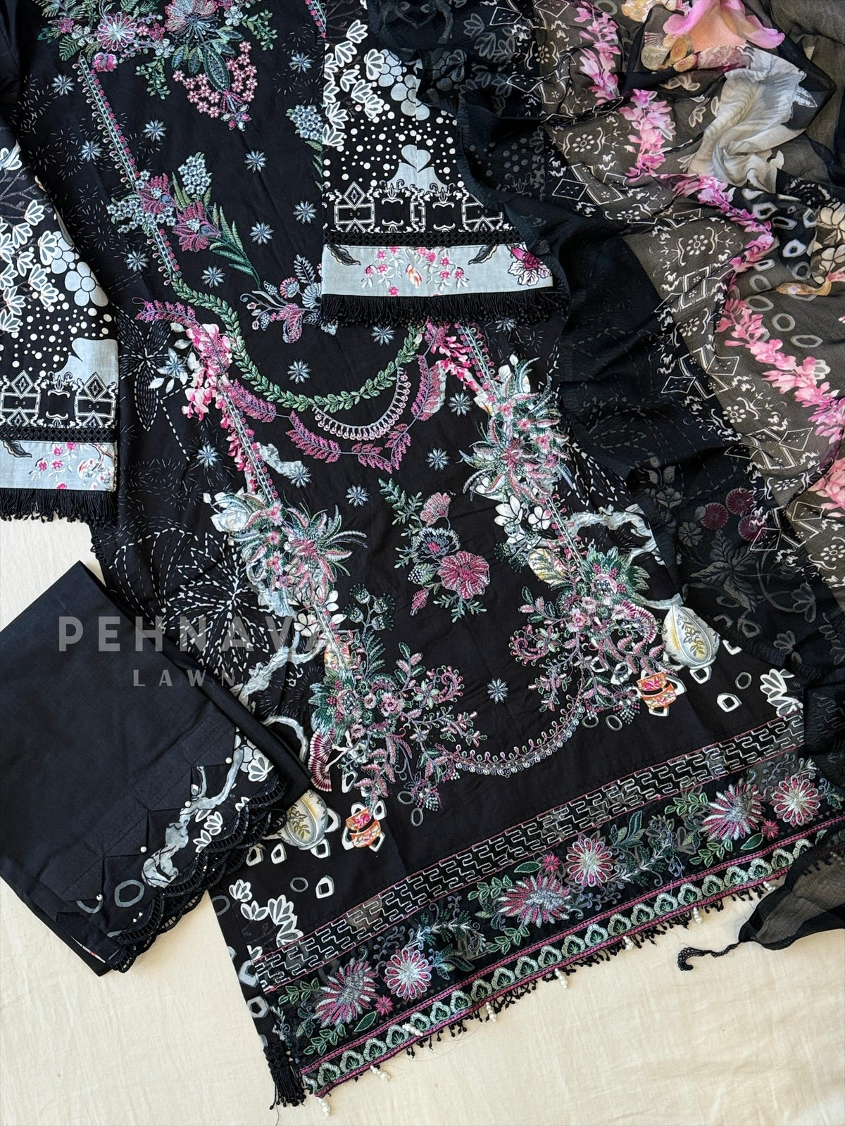 Floral Embroidered Cotton Suit -4110