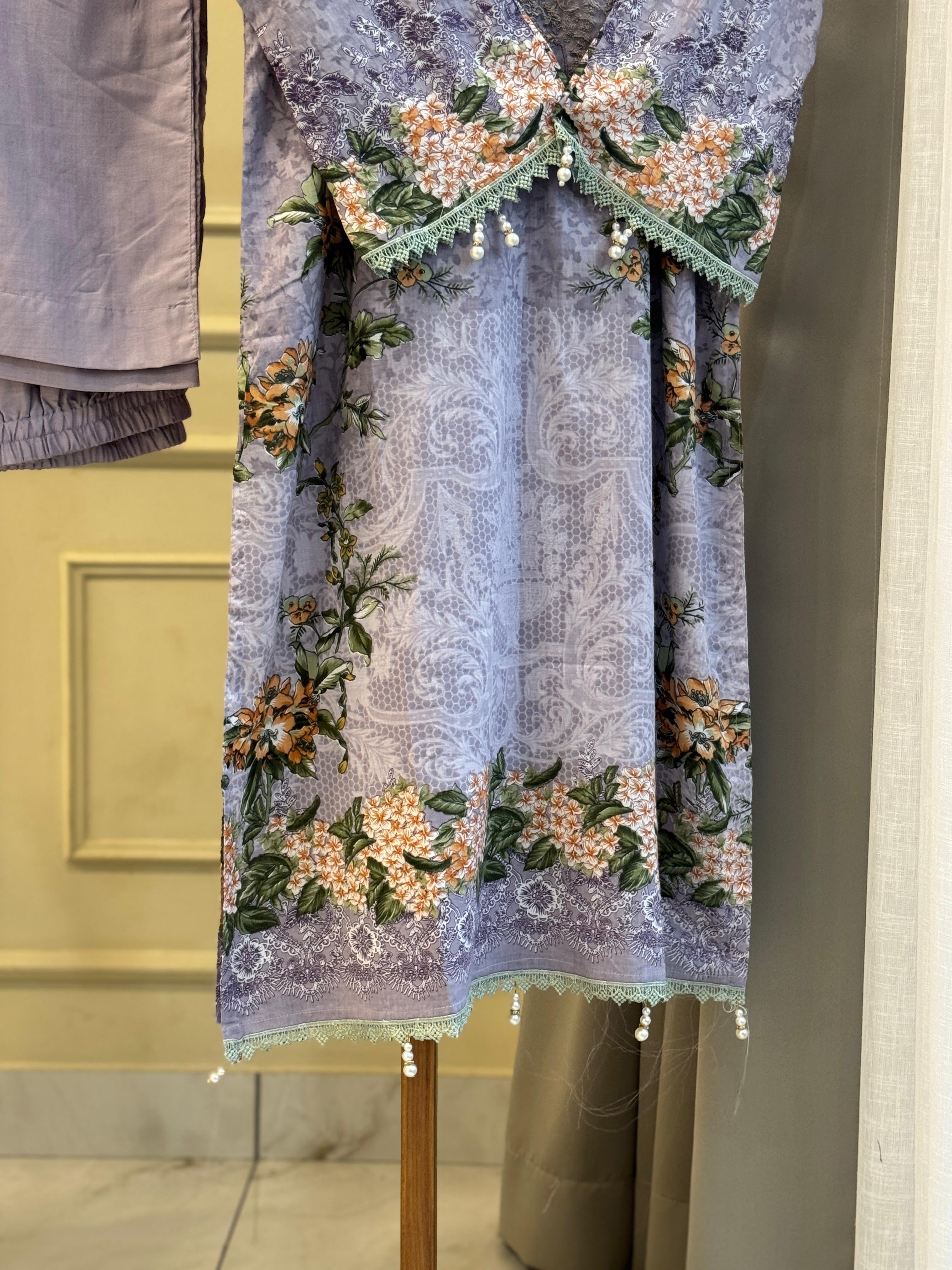 Printed Casual Cotton Suit Ft. Embroidered Dupatta