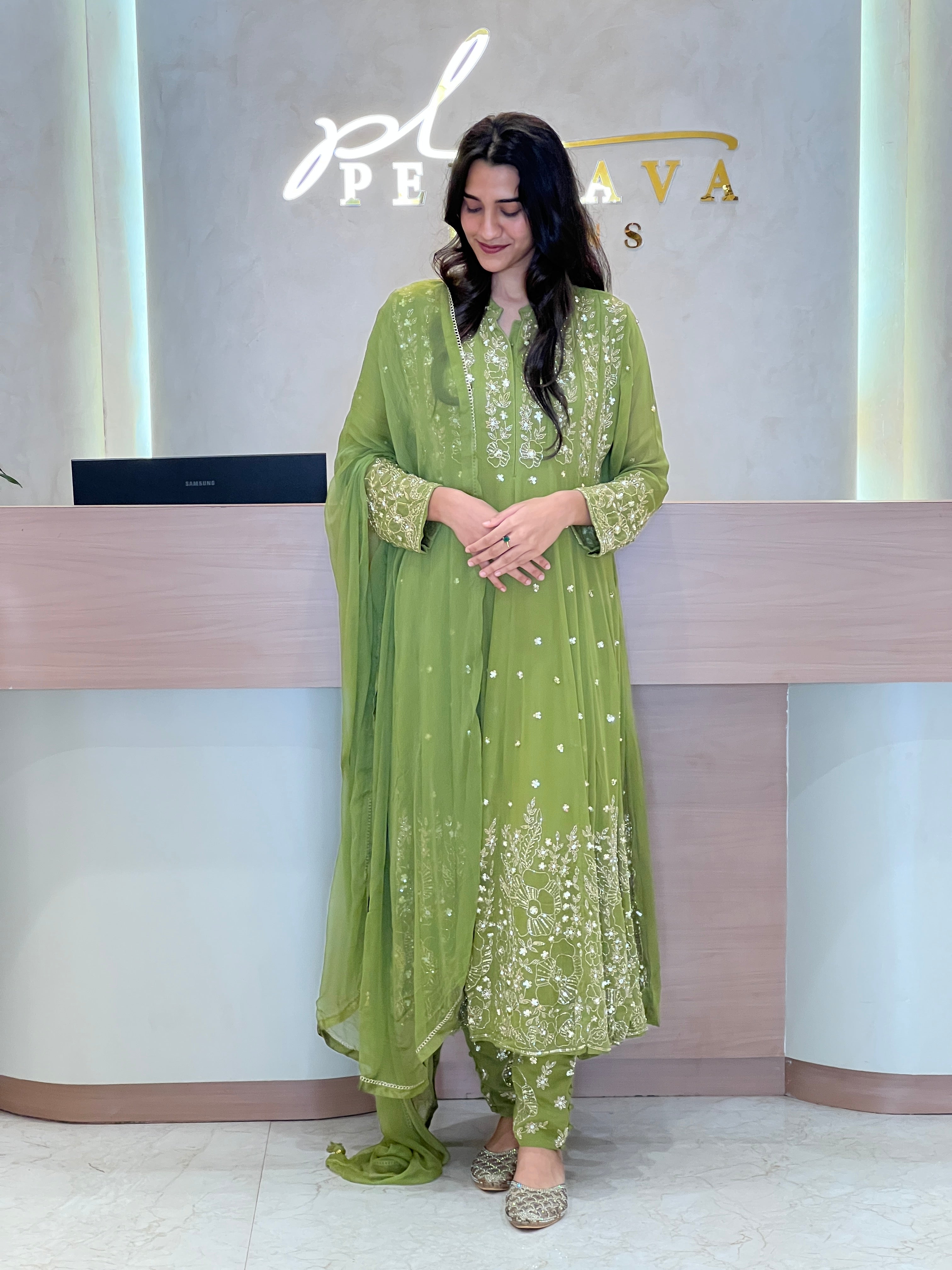 Heavy Handworked Anarkali Suit-6308 - Pehnava Lawns