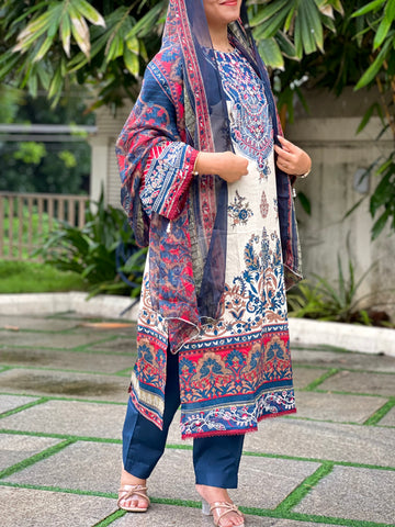 Navy blue Cotton Suit-1287a