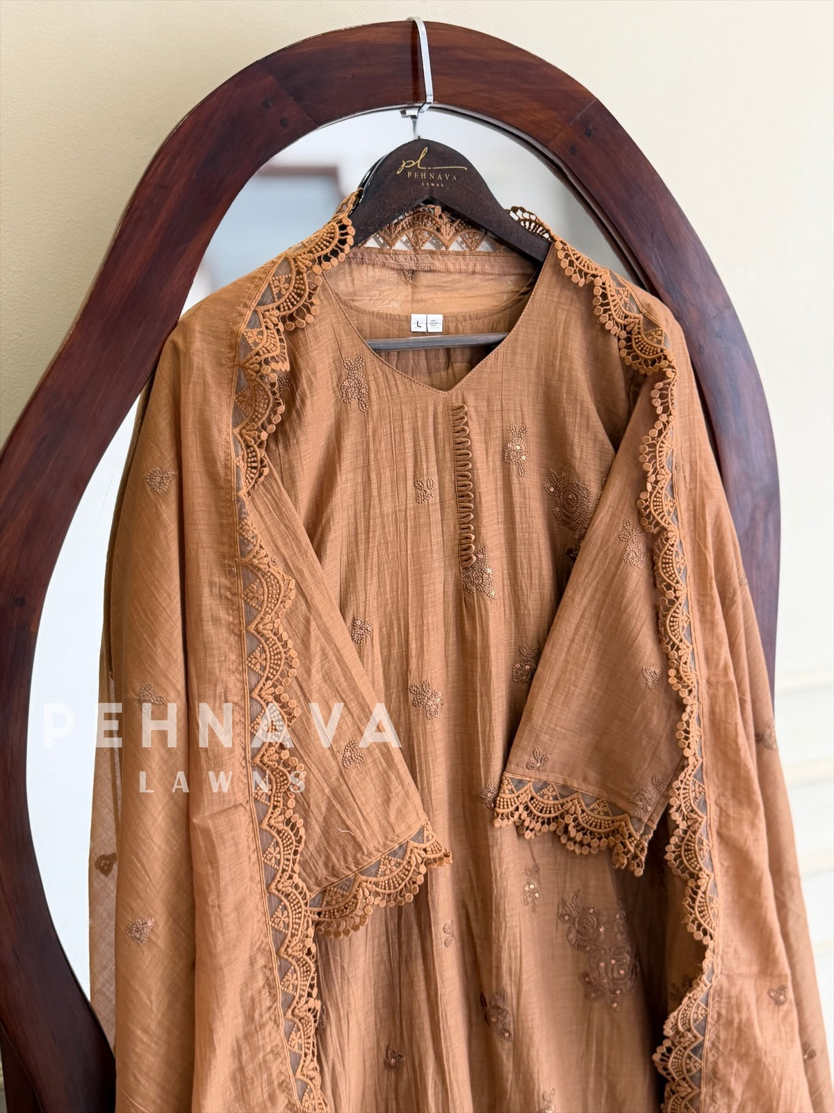 Embroidered Lace-Trimmed Suit Set