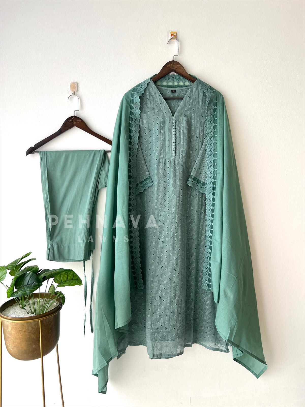 Cotacheck Embroidered Suit-Hkoba - Pehnava Lawns