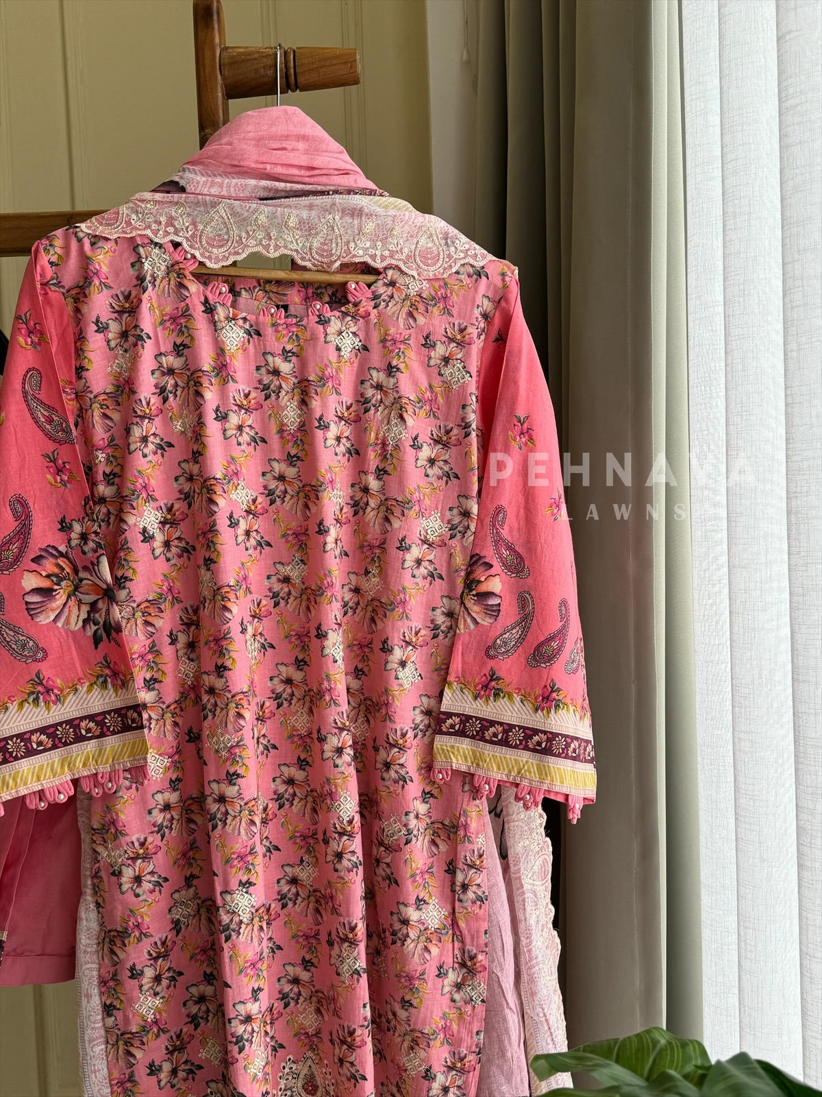 Printed Suit ft Embroidered  and Lace Detailing