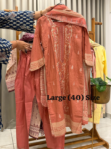 Signature Embroidered Three Piece Set