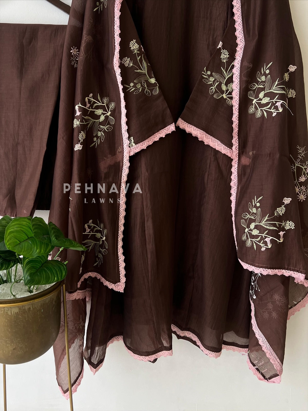 Lace-Trimmed Embroidered Suit-4139 - Pehnava Lawns