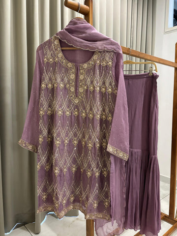 Premium Lavender Handworked  Sharara