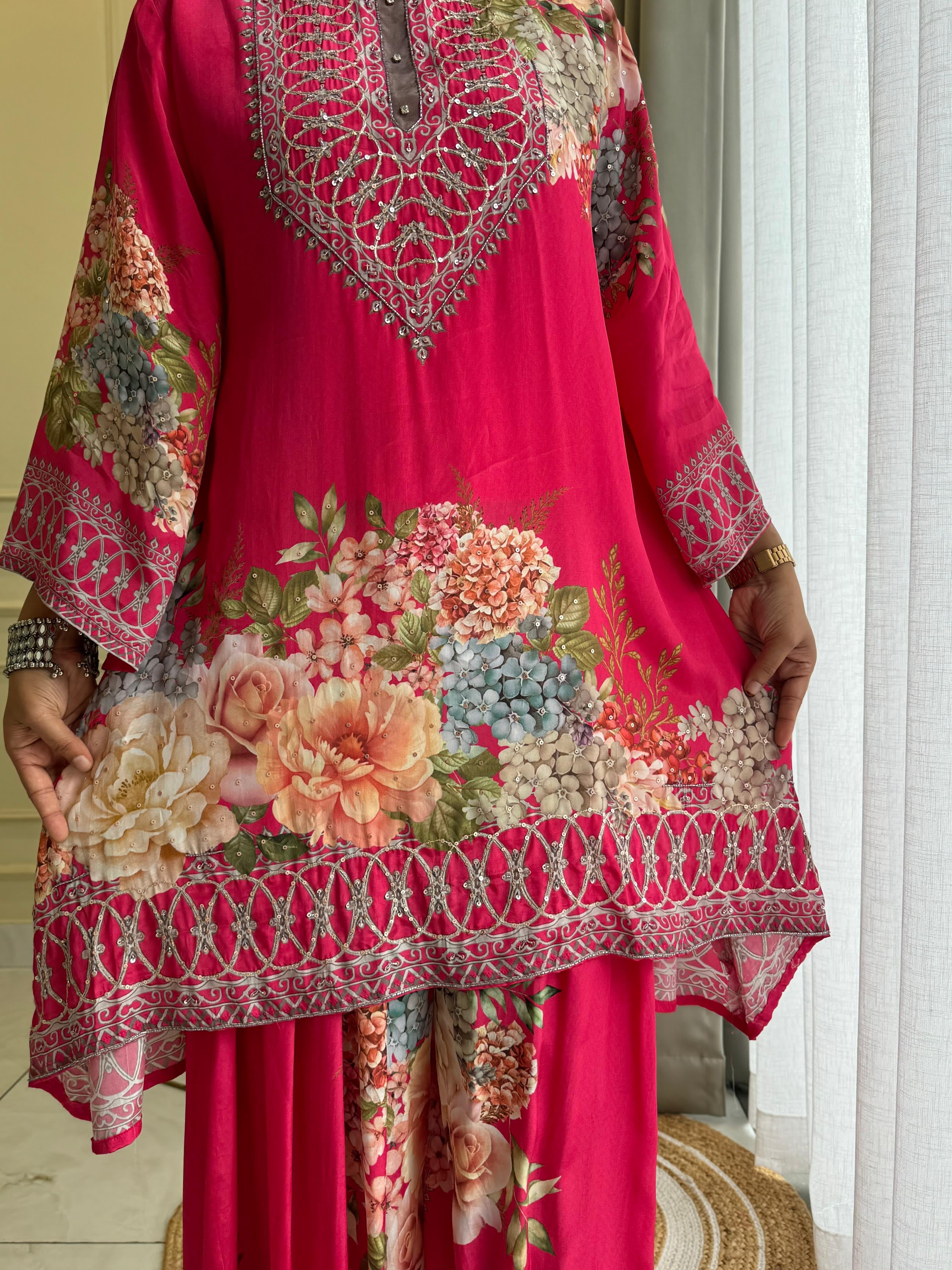 Crepe indo-western co-od set-10210