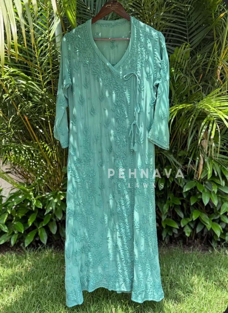 Angrakha Chikankari Embroidered Suit(12-15 Dispatching Time )