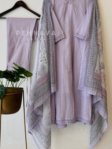 V-Neck Lace Trimed Anarkali Suit-6/D261 - Pehnava Lawns