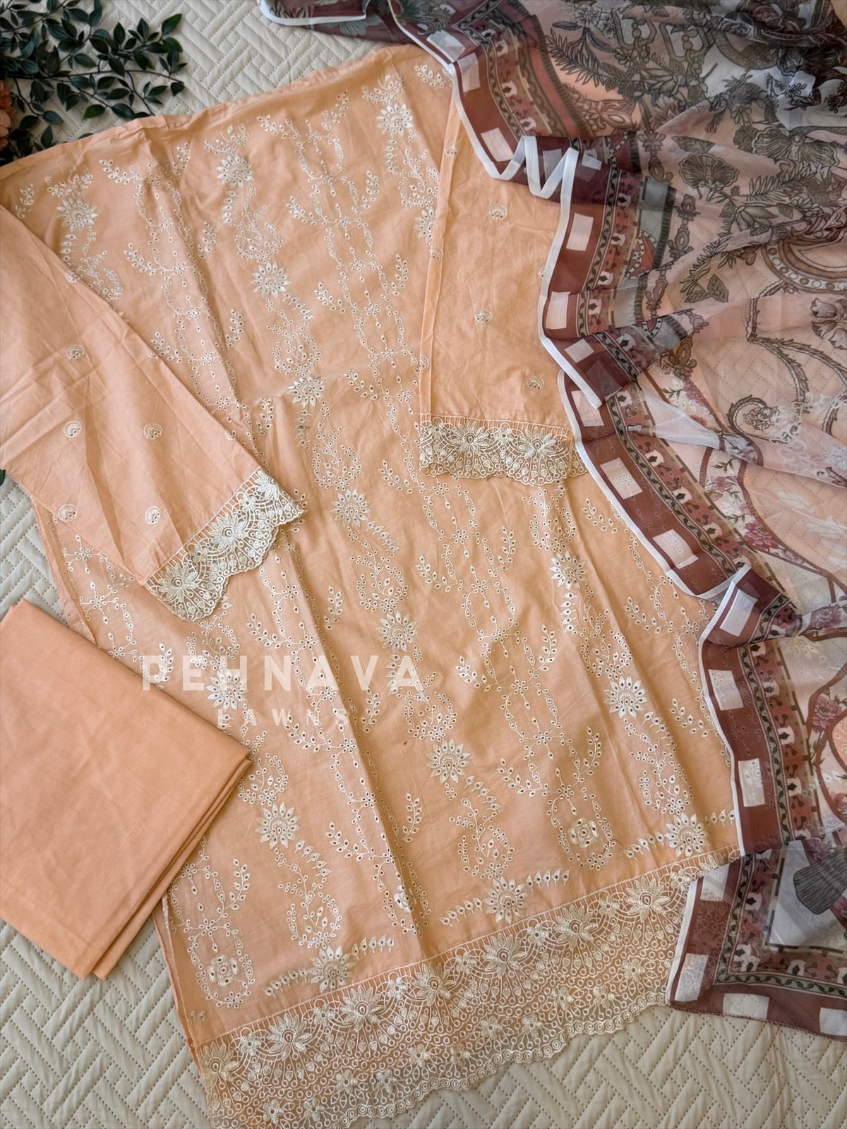 Embroidered Semi Stitched Suit - 2182