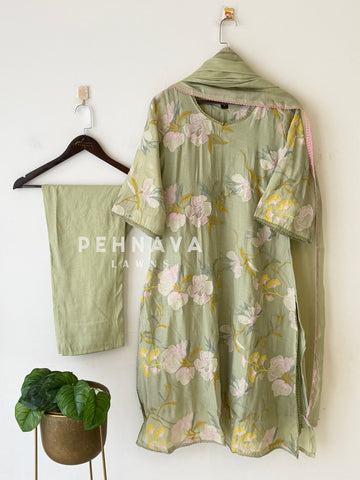 Floral Embroidered Suit Set-13160